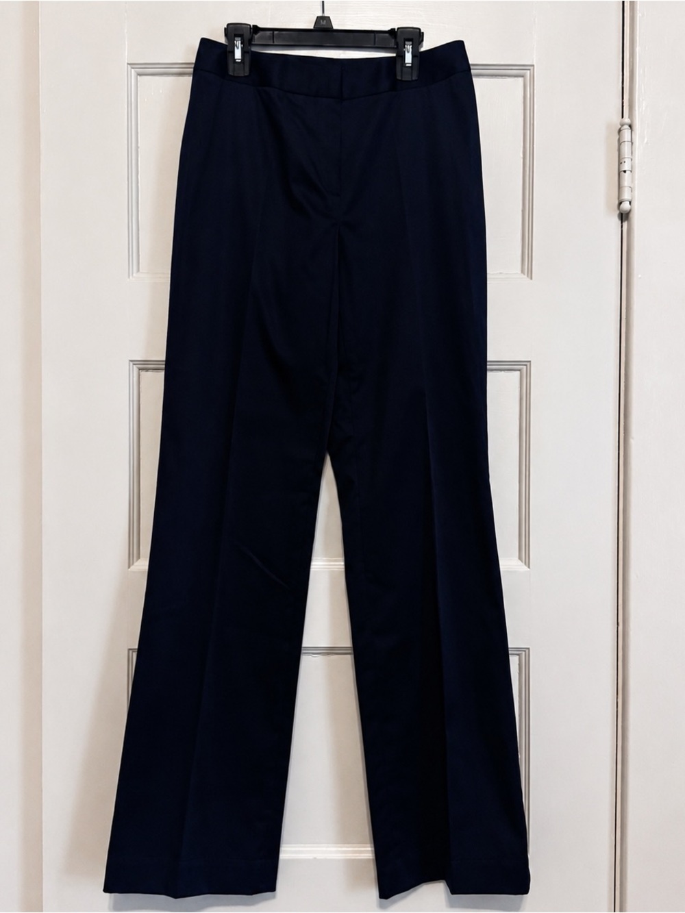 NWT Lafayette 148 New York Navy Wide Leg Pants Size 2 Cotton Stretch Trouser